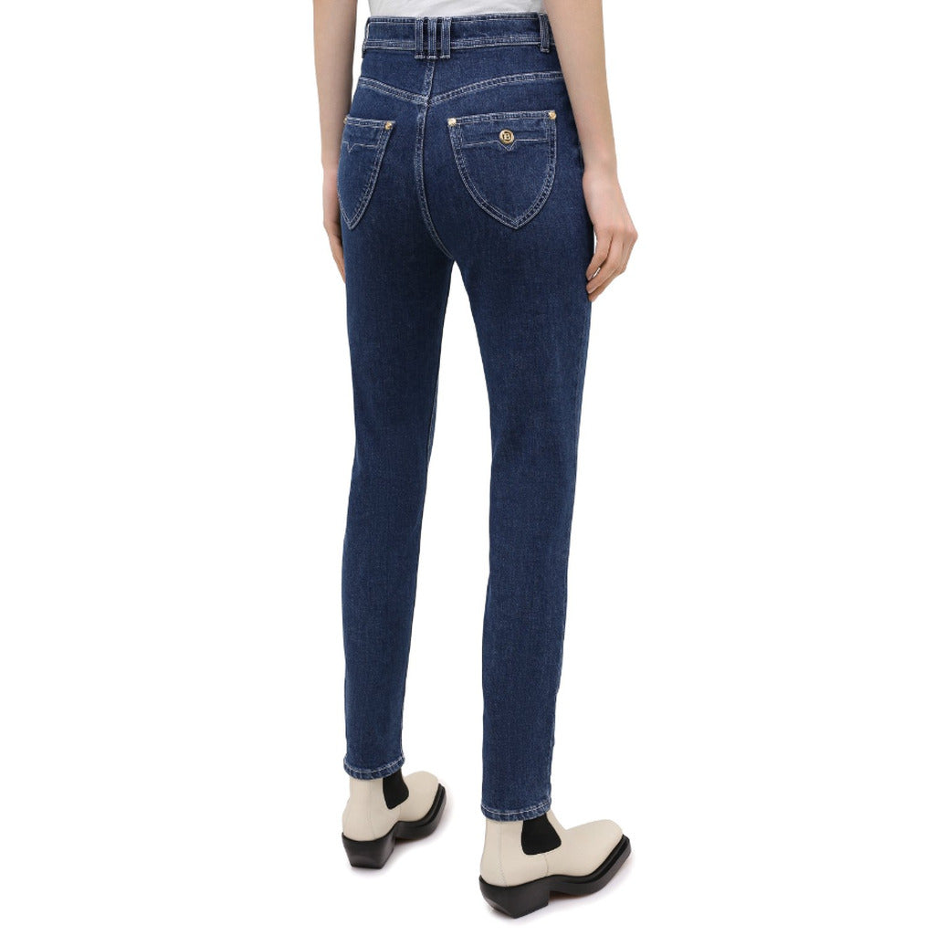 balmain - jeans high-waist regular blu