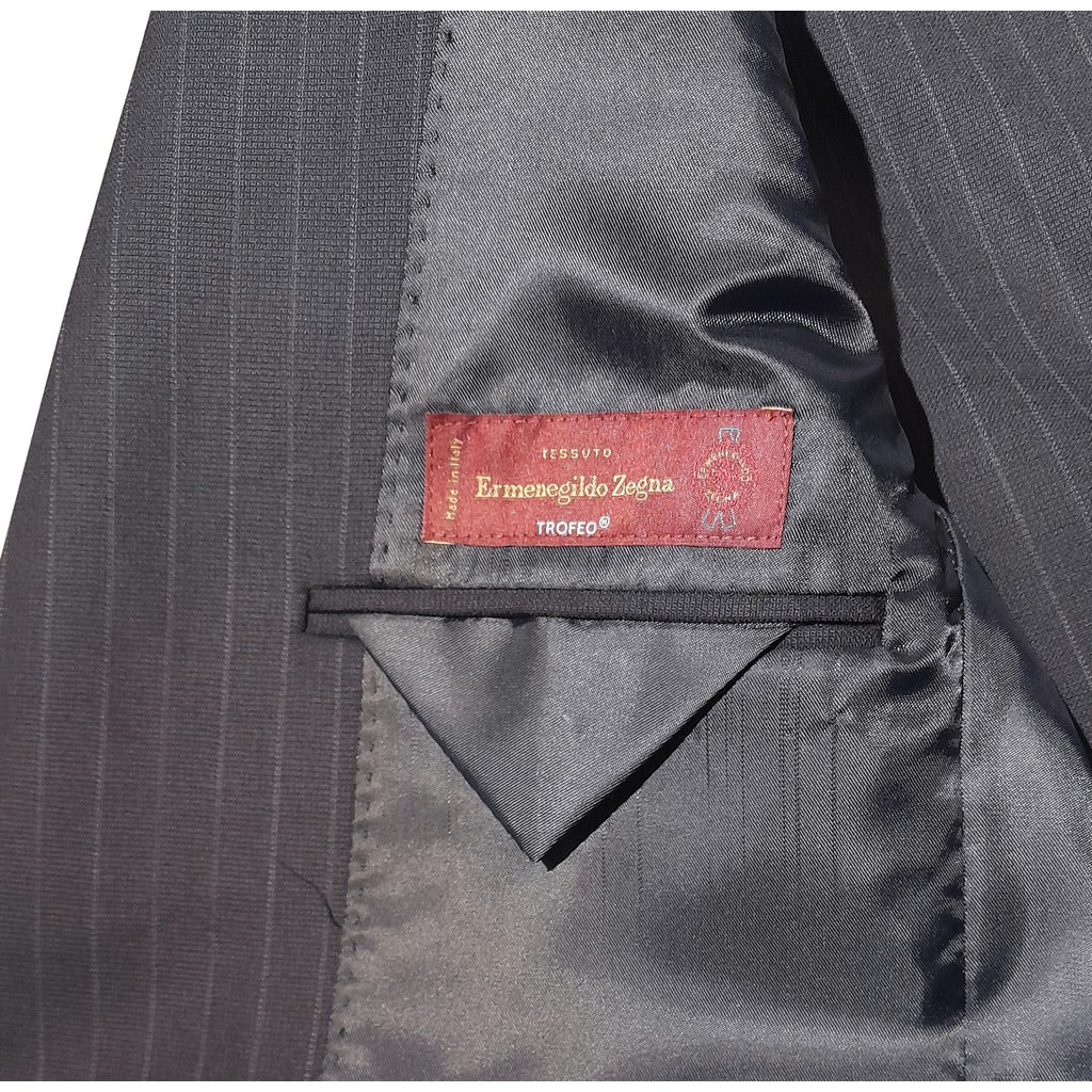 ermenegildo zegna tessuto - Completo lana gessato blu