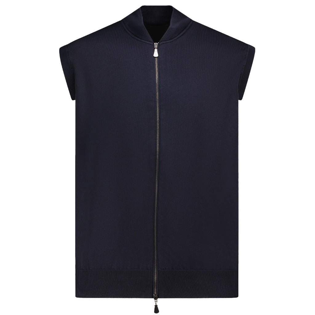 alpha studio - gilet con zip blu notte