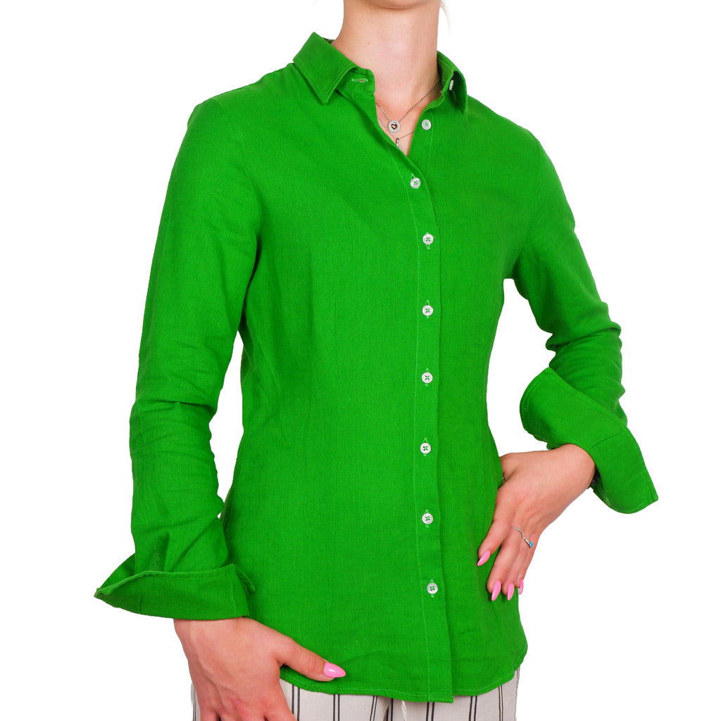 bagutta - camicia lino verde