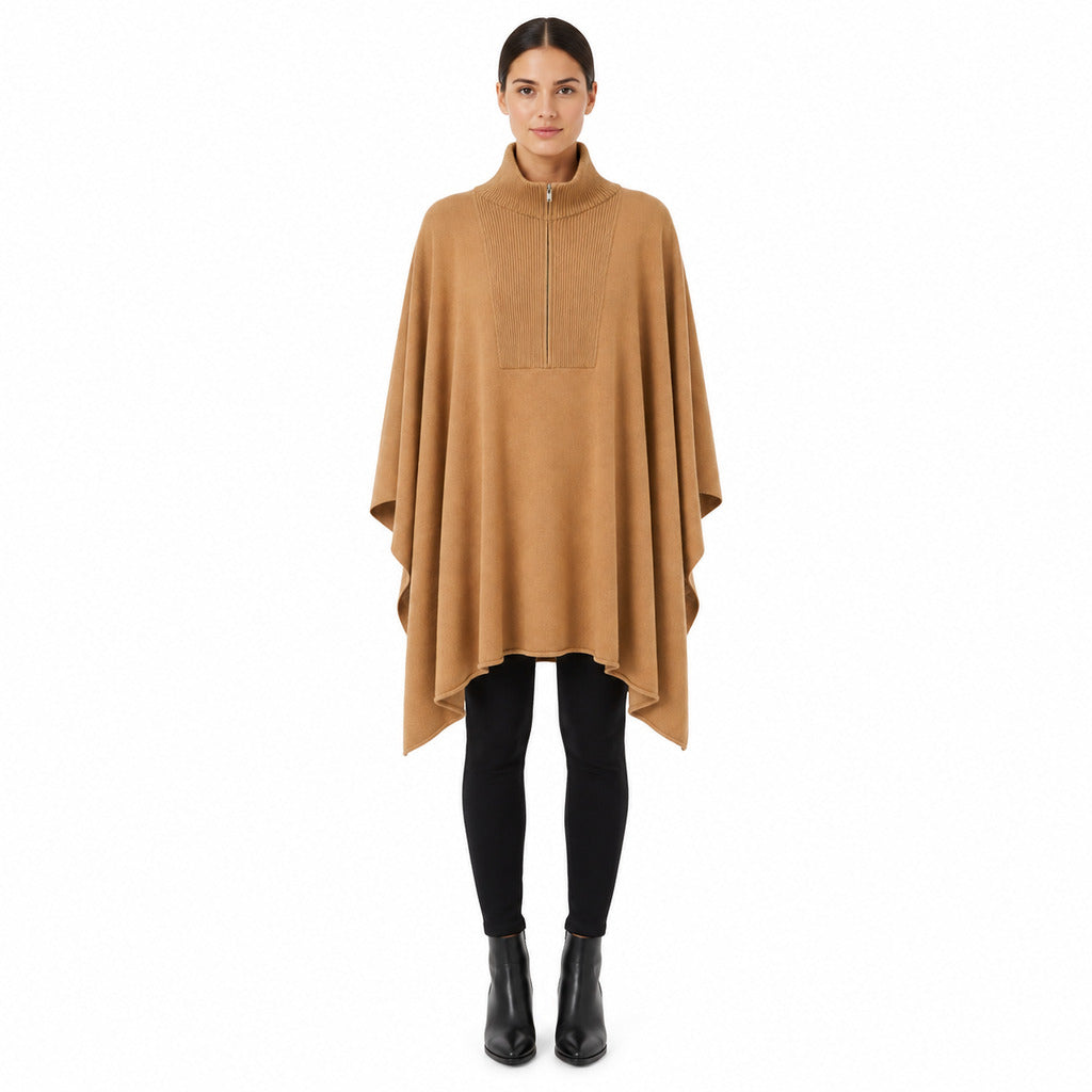 alpha studio - lupetto zip poncho total look
