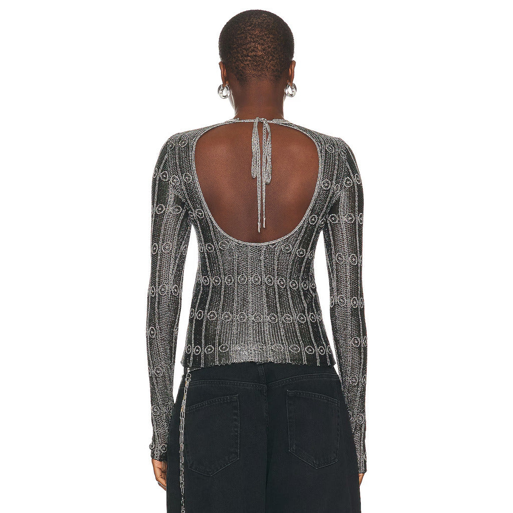 the attico - top black-silver