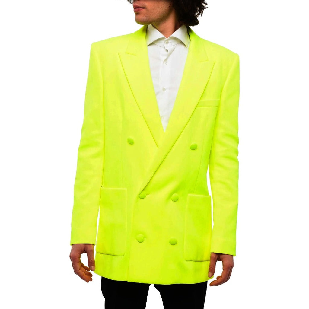 balmain - blazer doppiopetto giallo fluo