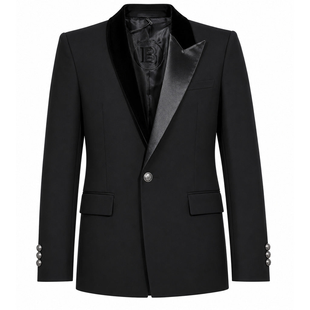 balmain - giacca asimmetrica rever velluto