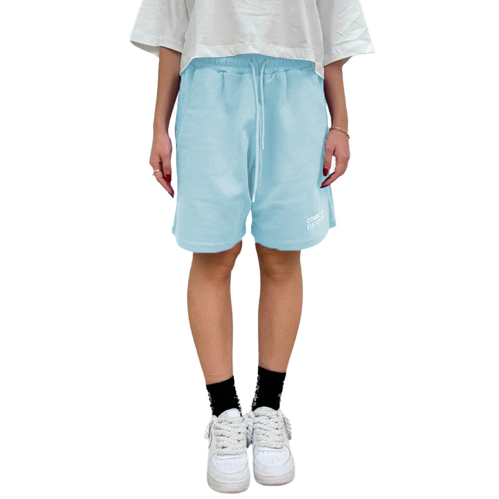 comme des fuckdown - shorts azzurri logo ricamato