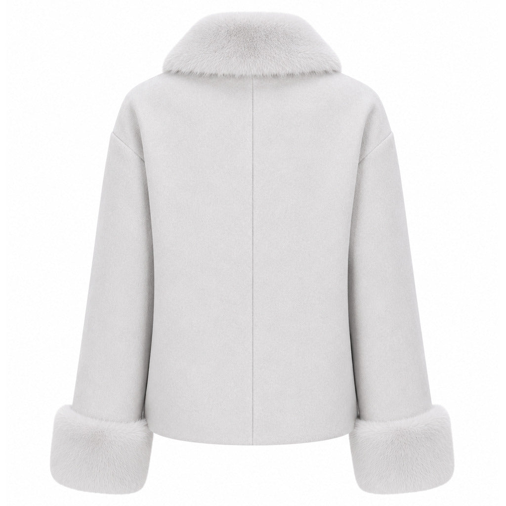 loro piana tessuto - cappotto corto pelliccia ice