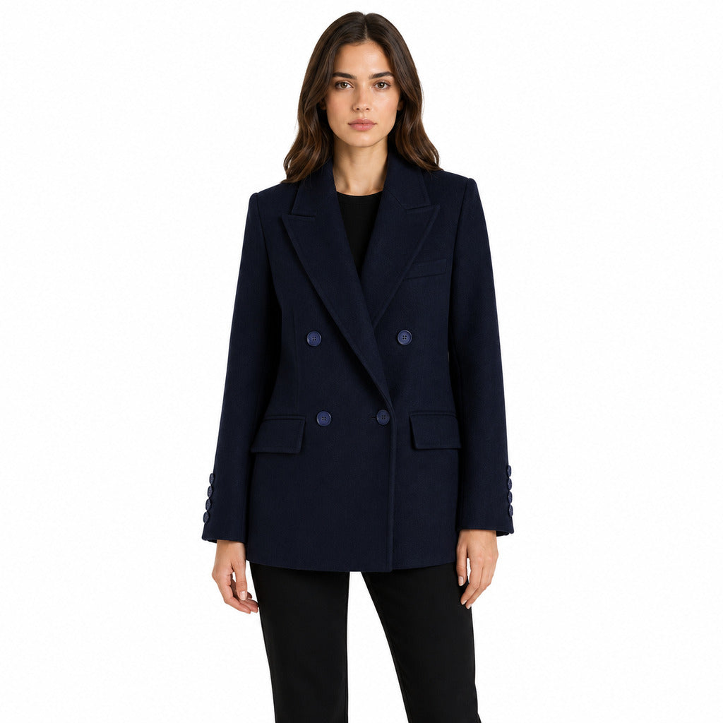 loro piana tessuto - cappotto corto doppiopetto blu