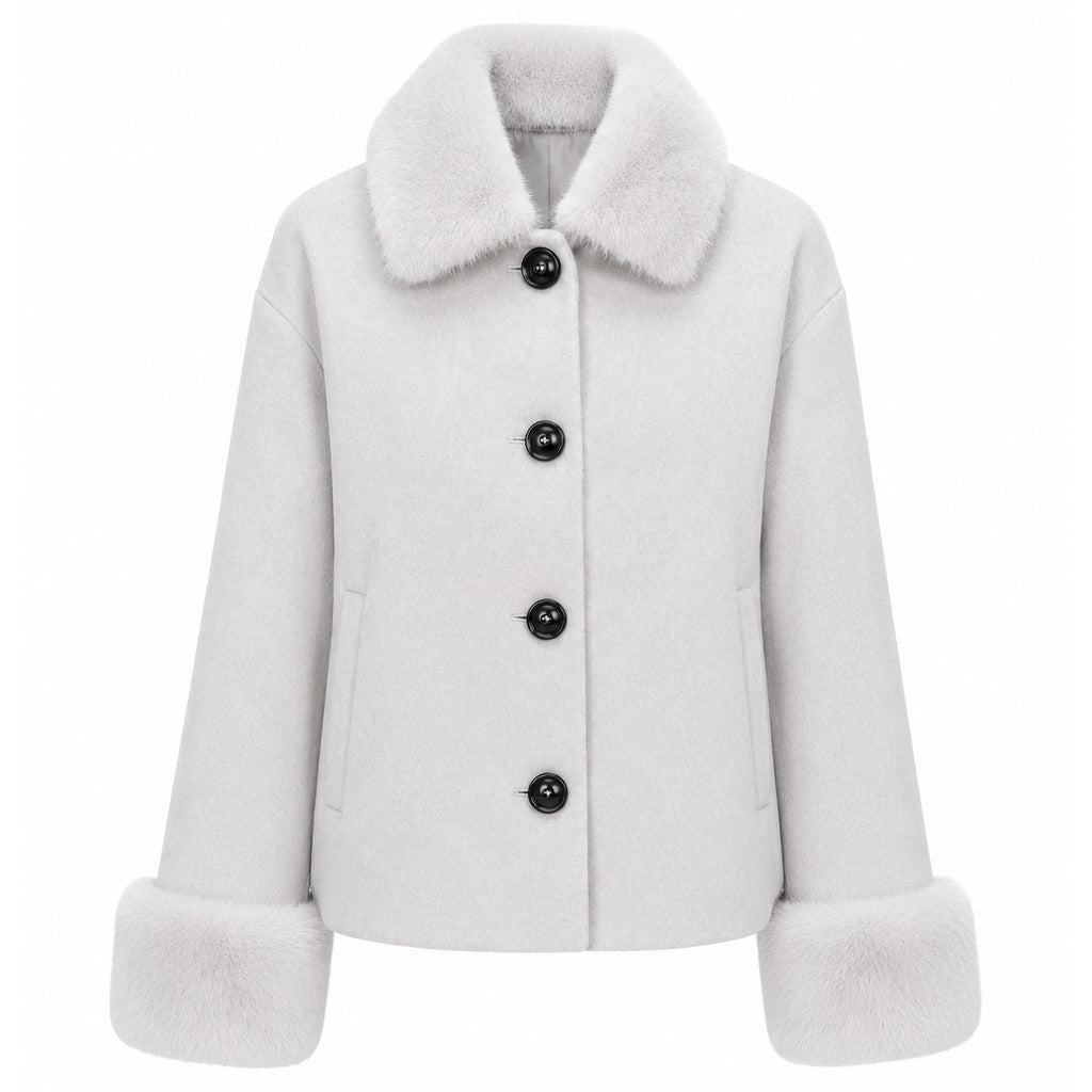 loro piana tessuto - cappotto corto pelliccia ice