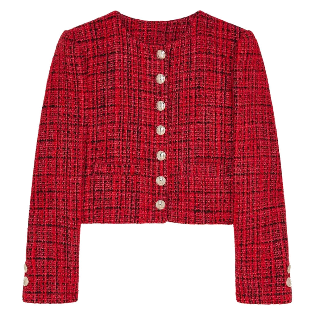patrizia pepe - giacca cropped coral tweed