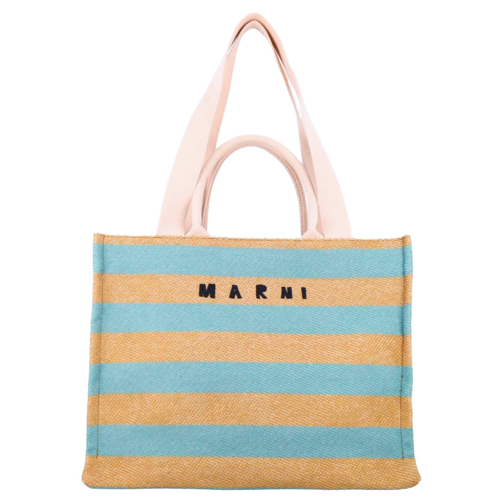 marni - marni embroidered raffia tote bag