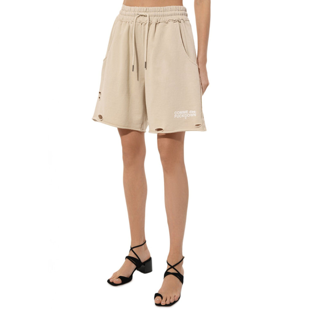 comme des fuckdown - shorts con rotture beige