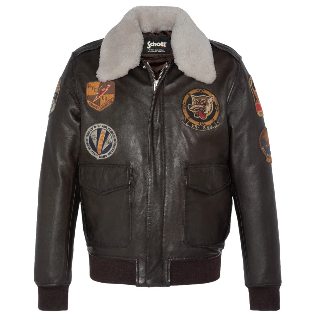 schott nyc - giacca badge brown pilot