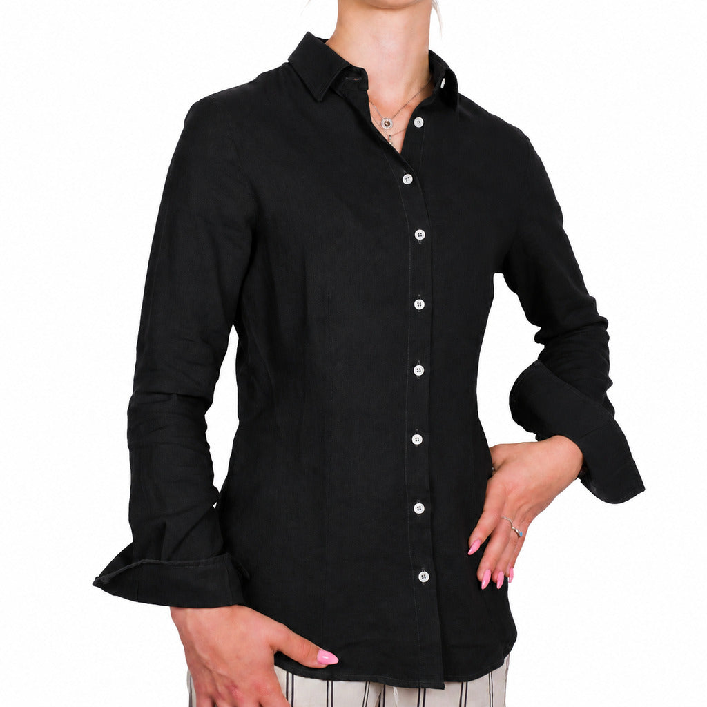 bagutta - camicia lino nero