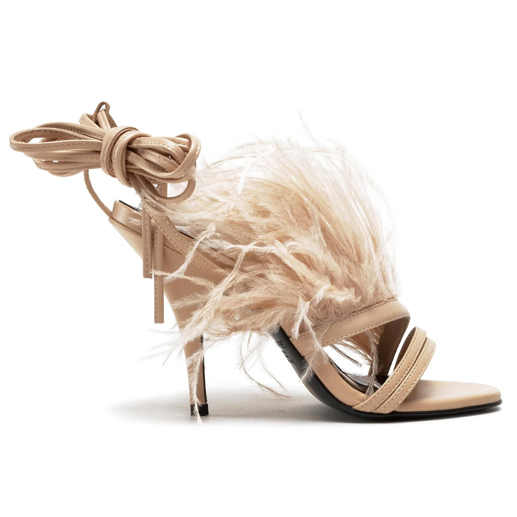 patrizia pepe - sandali pelle con piume