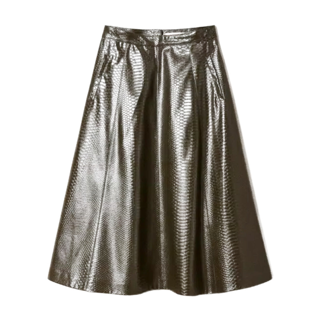 twinset - gonna longuette con texture animalier