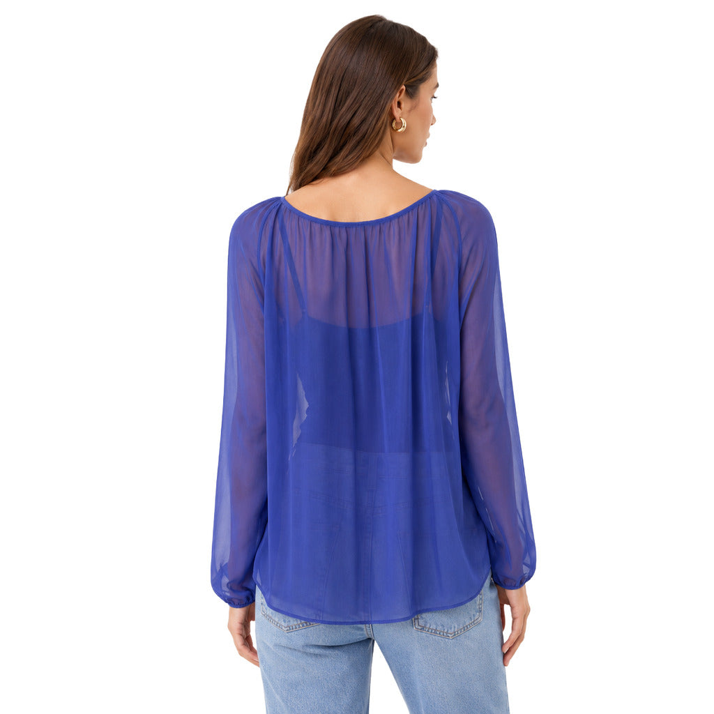 patrizia pepe - camicia semi trasparente blu